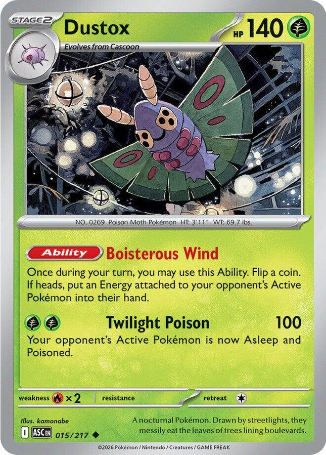 Dustox 015/217 Love Ball Reverse Holo Ascended Heroes Pokemon Card