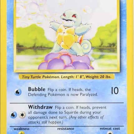 Squirtle 63/102 Common Base Set 4th Print 1999–2000 Pokemon Card