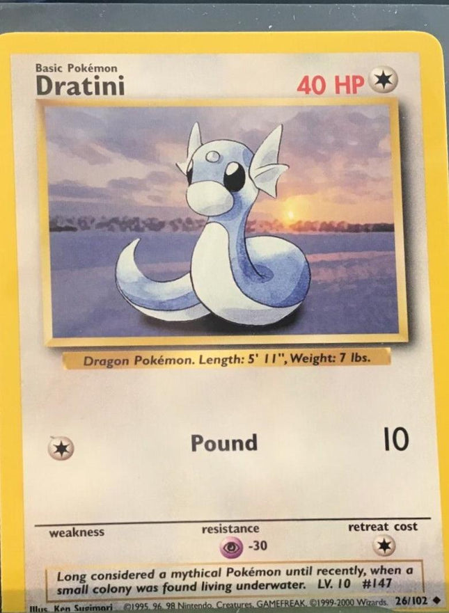 Dratini 26/102 Uncommon Base Set 4th Print 1999–2000 Pokemon Card