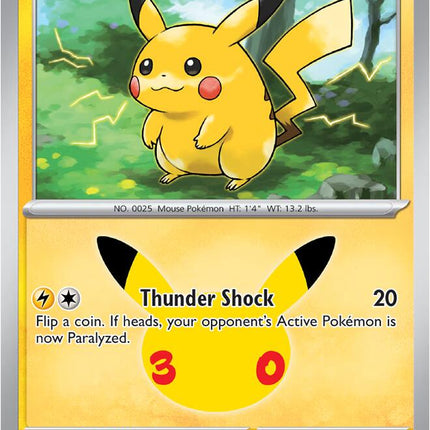 Pikachu 023/128 Pikachu 01/30 Anniversary Holo 30th Celebration Pokemon Card