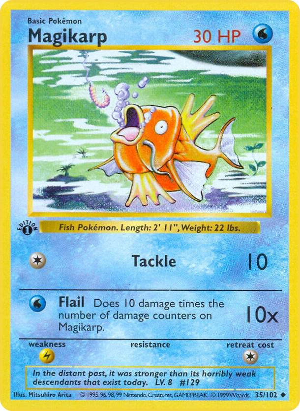 Magikarp 35/102 Uncommon Base Set 1st Edition Pokemon Card