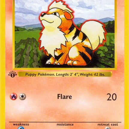 Growlithe 28/102 Uncommon Base Set 1st Edition Pokemon Card