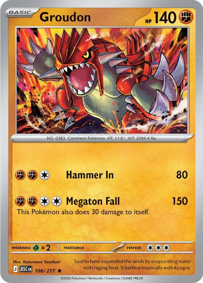Groudon 108/217 Energy Pattern Reverse Holo Ascended Heroes Pokemon Card