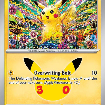 Pikachu 040/128 Pikachu 18/30 Anniversary Holo 30th Celebration Pokemon Card