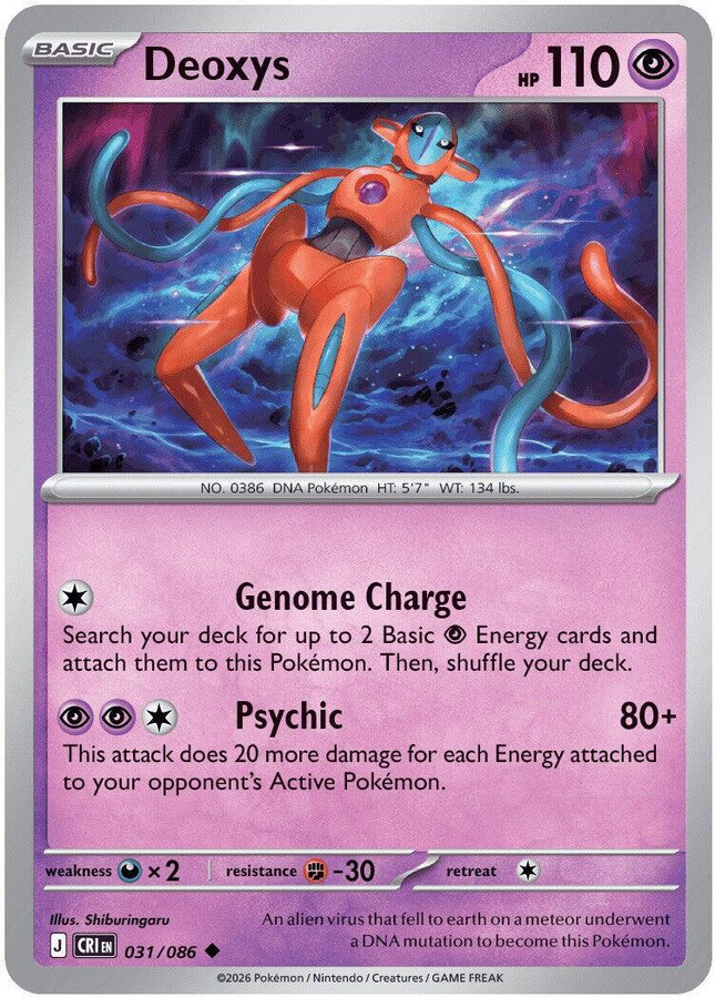 Deoxys 031/086 Reverse Holo Chaos Rising Pokemon Card