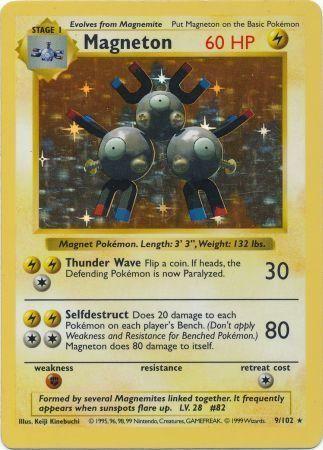 Magneton 9/102 Holo Rare Base Set Shadowless Pokemon Card