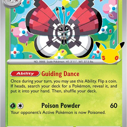 Vivillon 008/128 Anniversary Holo 30th Celebration Pokemon Card