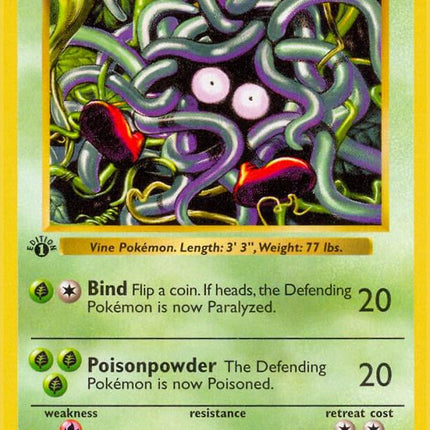 Tangela 66/102 Common Base Set 1st Edition Pokemon Card