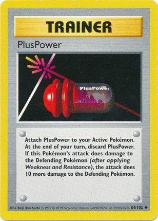 PlusPower 84/102 Uncommon Base Set Shadowless Pokemon Card