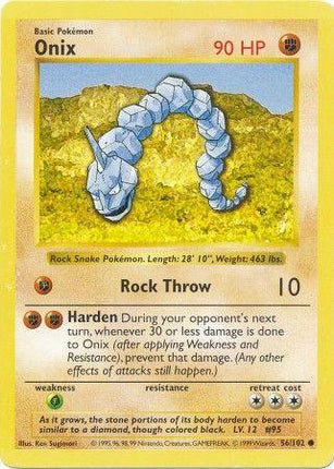 Onix 56/102 Common Base Set Shadowless Pokemon Card