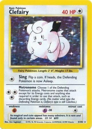 Clefairy 5/102 Holo Rare Base Set Unlimited Pokemon Card