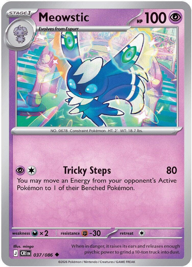 Meowstic 037/086 Reverse Holo Chaos Rising Pokemon Card