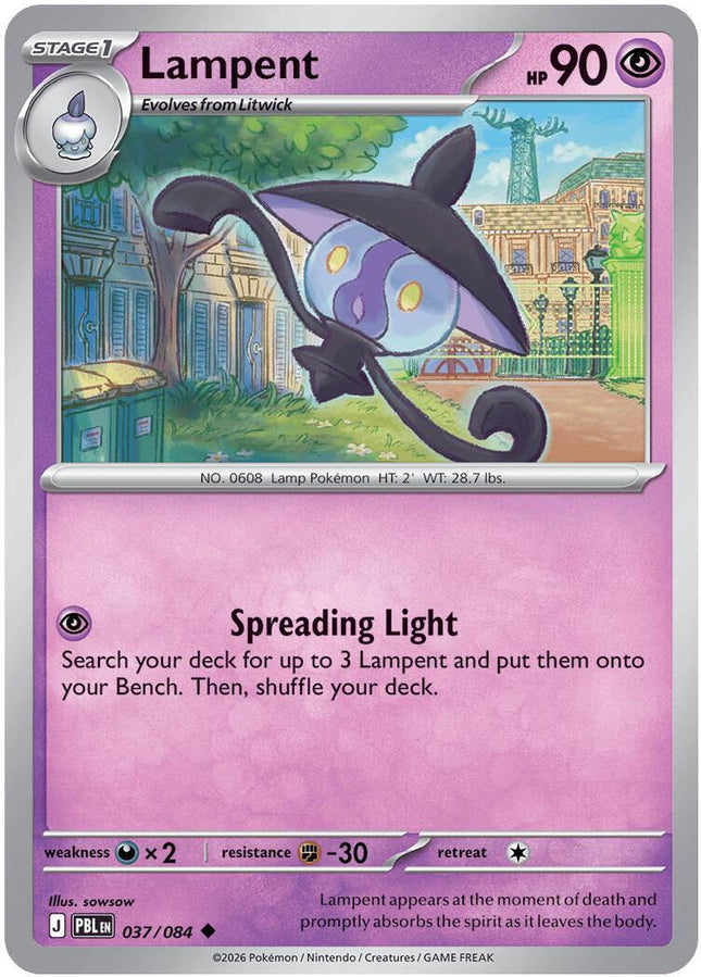 Lampent 037/084 Reverse Holo Pitch Black Pokemon Card