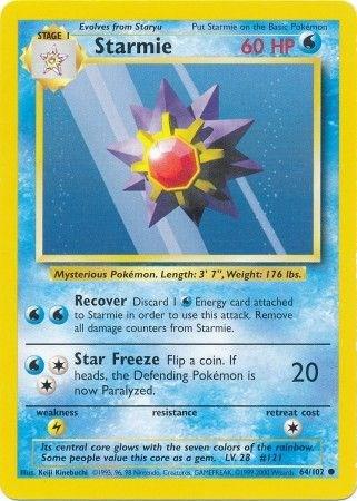 Starmie 64/102 Common Base Set Unlimited Pokemon Card