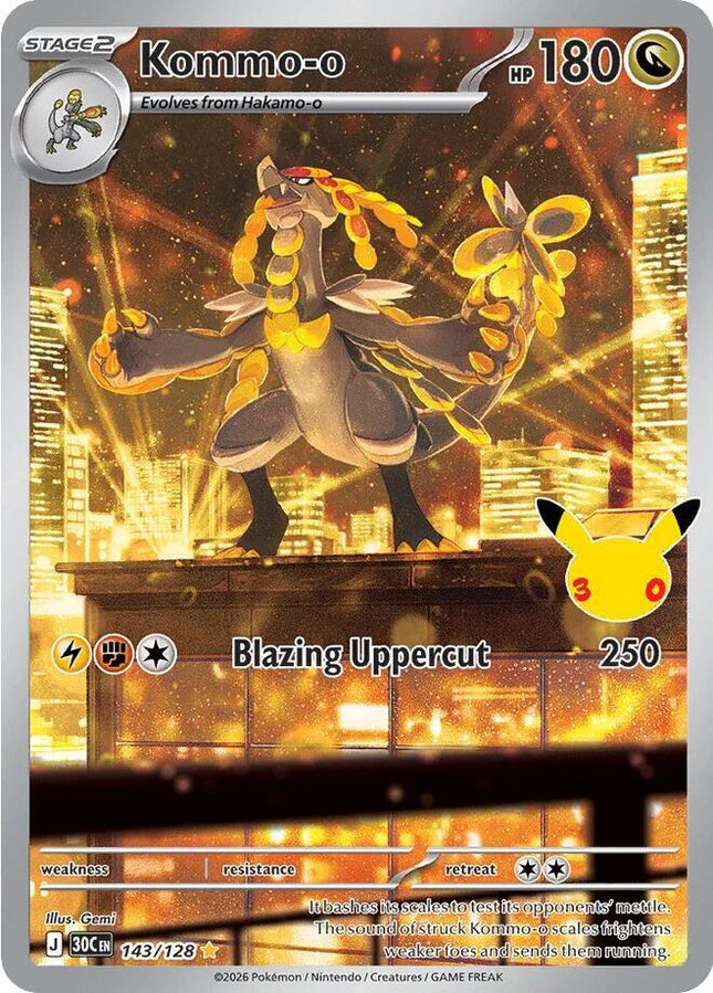 Kommo-o 143/128 Illustration Rare 30th Celebration Pokemon Card