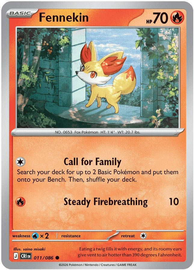 Fennekin 011/086 Reverse Holo Chaos Rising Pokemon Card