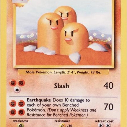 Dugtrio 19/102 Rare Base Set 4th Print 1999–2000 Pokemon Card