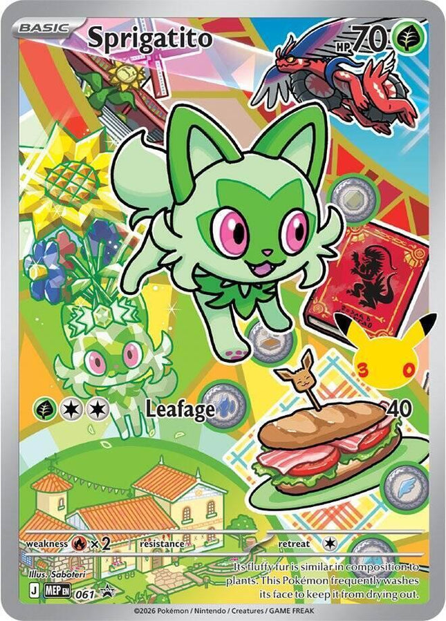 Sprigatito MEP 061 First Partner Series 3 30th Anniversary Holo Promo Pokemon Card