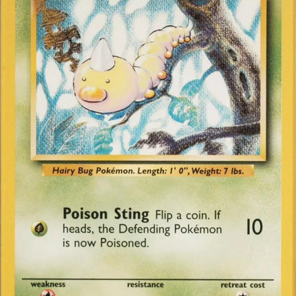 Weedle 69/102 Common Base Set 4th Print 1999–2000 Pokemon Card