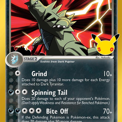 Dark Tyranitar 19/109 30th Anniversary Classic Collection Holo 30th Celebration Pokemon Card
