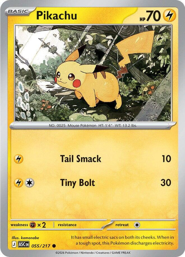 Pikachu 055/217 Friend Ball Reverse Holo Ascended Heroes Pokemon Card