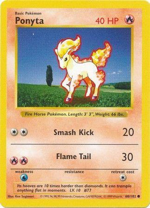 Ponyta 60/102 Common Base Set Shadowless Pokemon Card