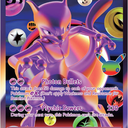 Mewtwo ex 157/128 Futuristic Rare 30th Celebration Pokemon Card