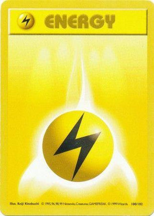 Lightning Energy 100/102 Energy Base Set Shadowless Pokemon Card
