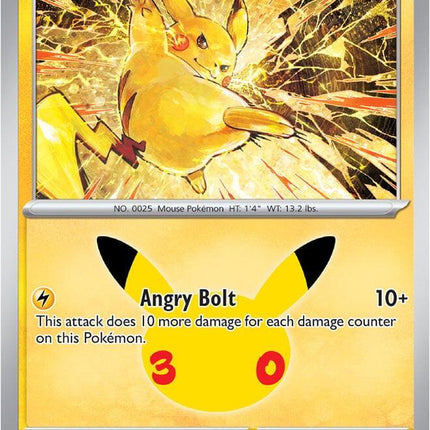 Pikachu 052/128 Pikachu 30/30 Anniversary Holo 30th Celebration Pokemon Card