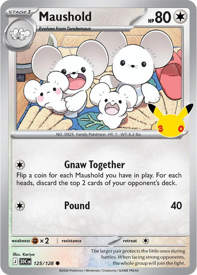 Maushold 125/128 Anniversary Holo 30th Celebration Pokemon Card
