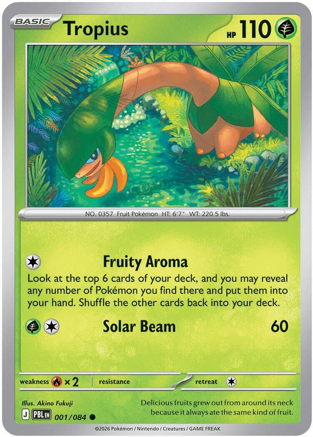 Tropius 001/084 Reverse Holo Pitch Black Pokemon Card