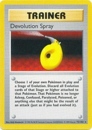 Devolution Spray 72/102 Rare Base Set Unlimited Pokemon Card
