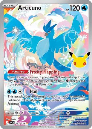 Articuno 132/128 Illustration Rare 30th Celebration Pokemon Card