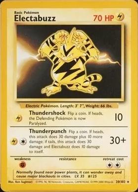 Electabuzz 20/102 Rare Base Set 4th Print 1999–2000 Pokemon Card