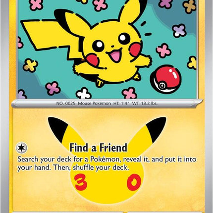 Pikachu 029/128 Pikachu 07/30 Anniversary Holo 30th Celebration Pokemon Card