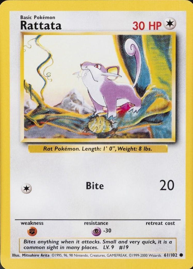 Rattata 61/102 Common Base Set 4th Print 1999–2000 Pokemon Card