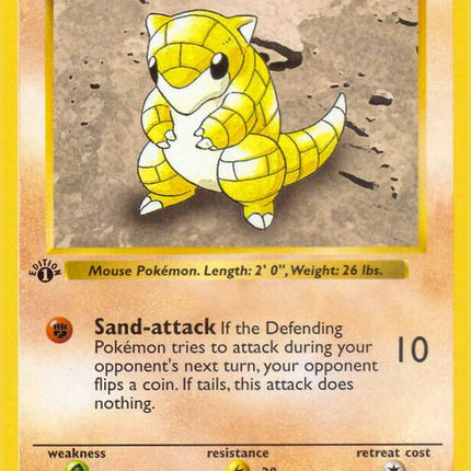 Sandshrew 62/102 Common Base Set 1st Edition Pokemon Card