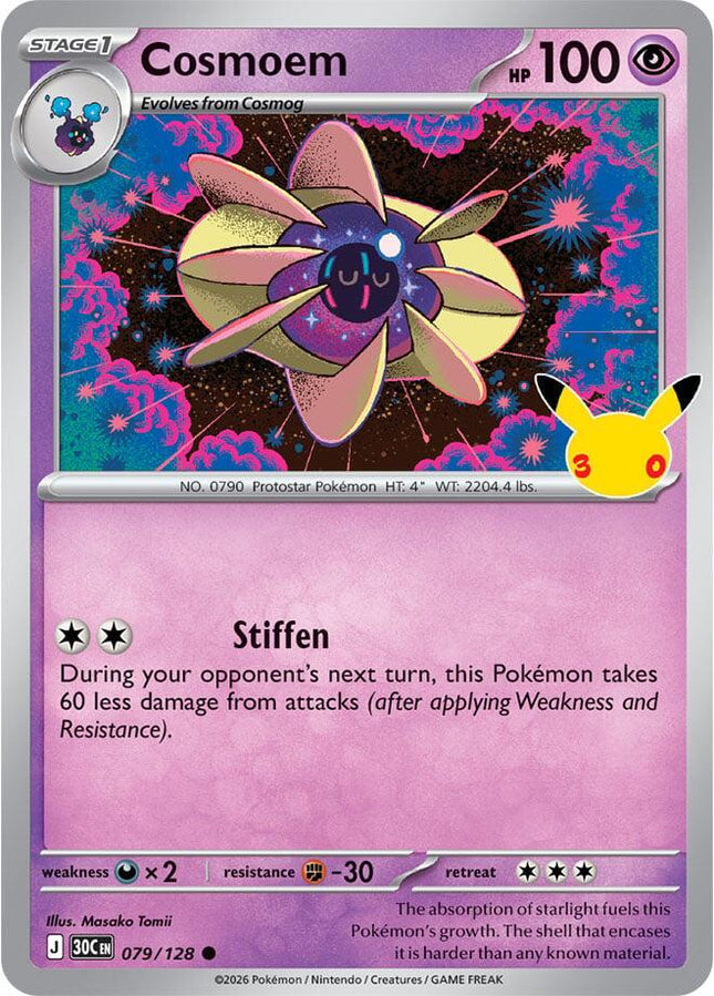 Cosmoem 079/128 Anniversary Holo 30th Celebration Pokemon Card