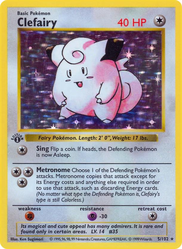 Clefairy 5/102 Holo Rare Base Set 1st Edition Pokemon Card