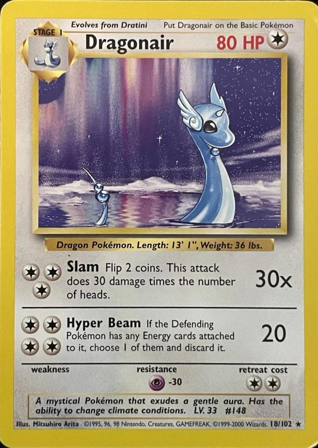 Dragonair 18/102 Rare Base Set 4th Print 1999–2000 Pokemon Card