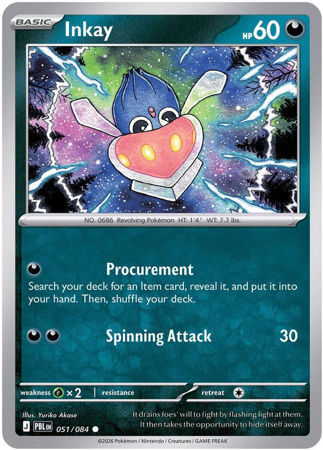 Inkay 051/084 Reverse Holo Pitch Black Pokemon Card