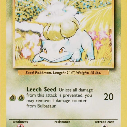 Bulbasaur 44/102 Common Base Set 4th Print 1999–2000 Pokemon Card