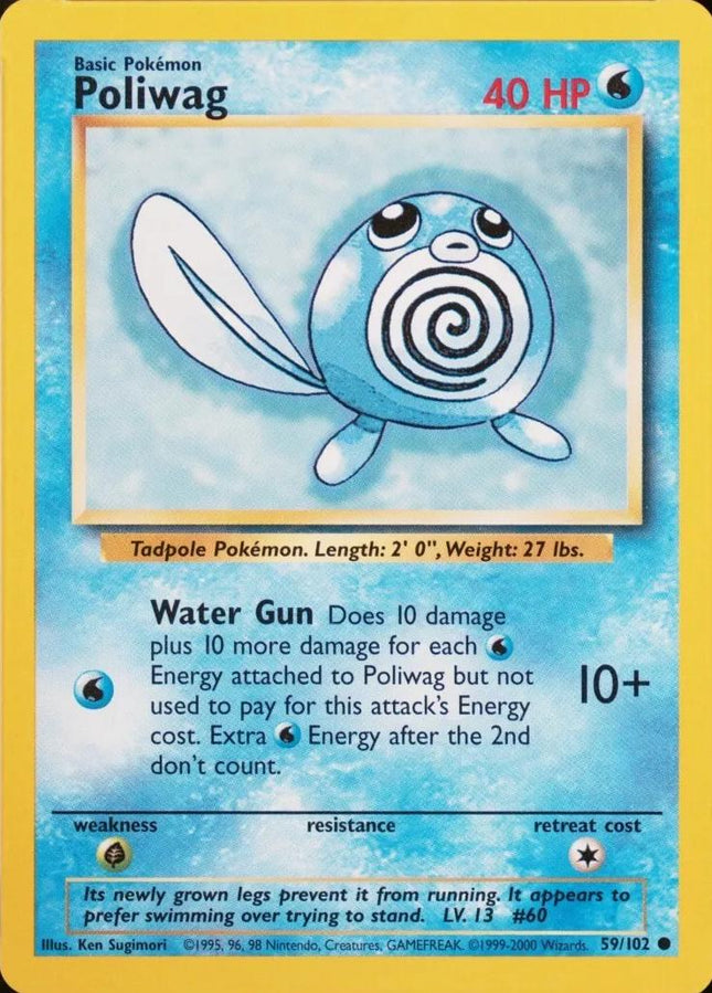 Poliwag 59/102 Common Base Set 4th Print 1999–2000 Pokemon Card