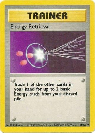 Energy Retrieval 81/102 Uncommon Base Set Unlimited Pokemon Card