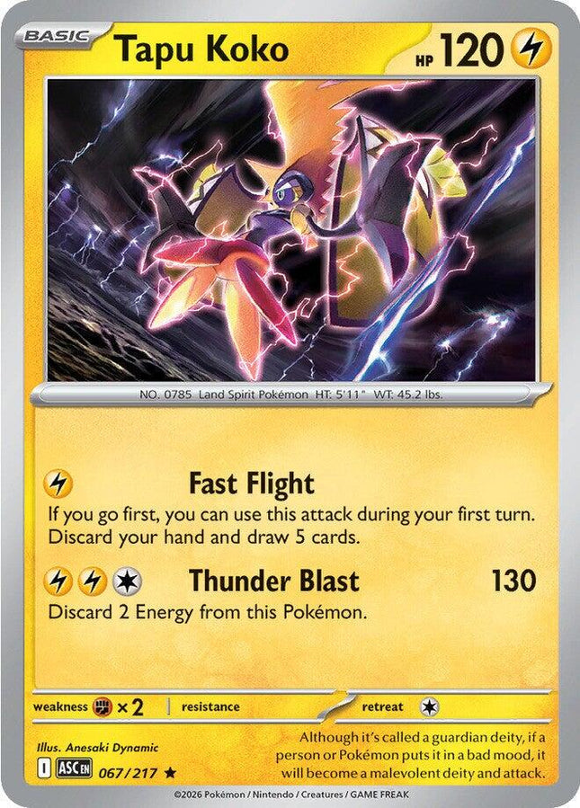 Tapu Koko 067/217 Holo Ascended Heroes Pokemon Card