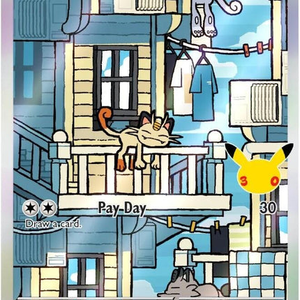 Meowth 144/128 Illustration Rare 30th Celebration Pokemon Card