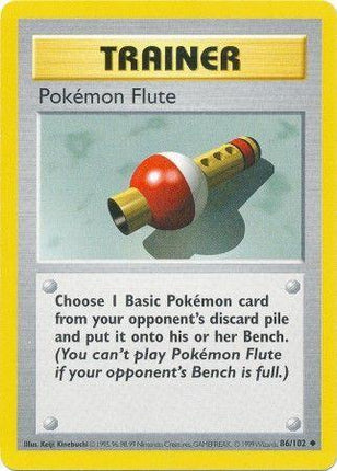 Pokémon Flute 86/102 Uncommon Base Set Shadowless Pokemon Card