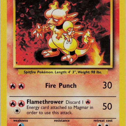 Magmar 36/102 Uncommon Base Set Unlimited Pokemon Card