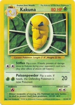 Kakuna 33/102 Uncommon Base Set Unlimited Pokemon Card