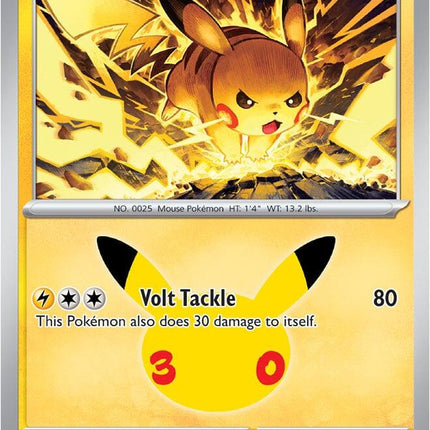Pikachu 024/128 Pikachu 02/30 Anniversary Holo 30th Celebration Pokemon Card